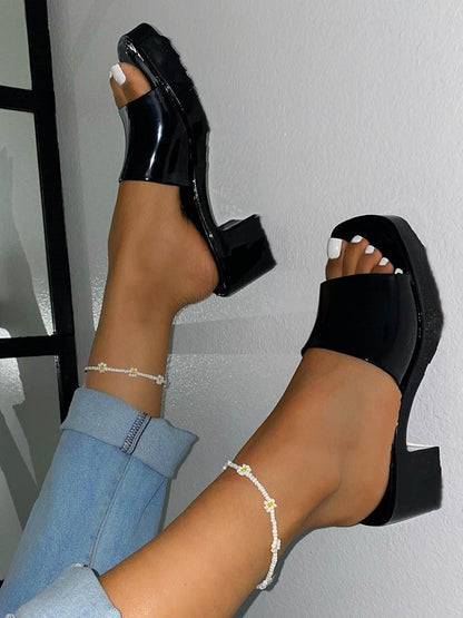 Jelly Chunky Heel Sandals Black / 6