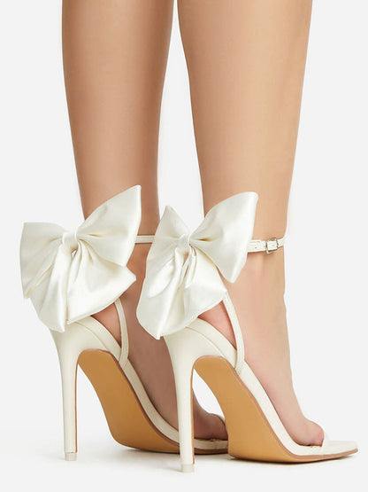 Fairytale Ankle Strap Bow Heel Sandals Black / 6