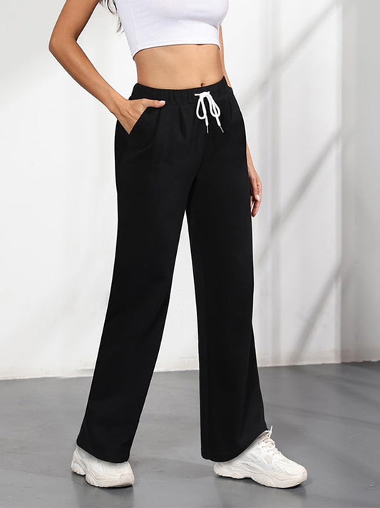 Elastic Waist Drawstring Sweatpants Black / S