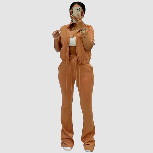 Zip Sweatshirt & Bootcut Pant Set Yellow / S