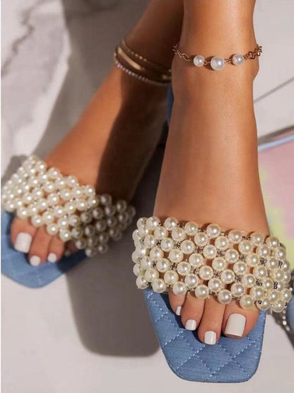 Pearl Decor Sandals Black / 7.5/8