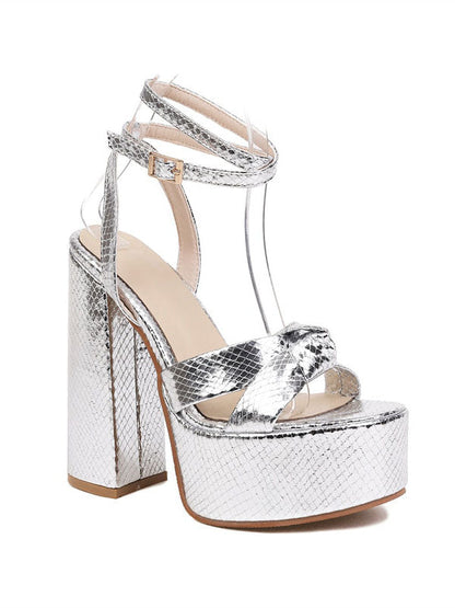Metallic Platform High Heels Silver / 6