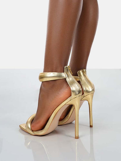 Gold Ankle Strap Sandals Gold / 9/9.5