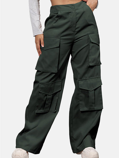 Elastic Waist Cargo Pants Black / 2XL