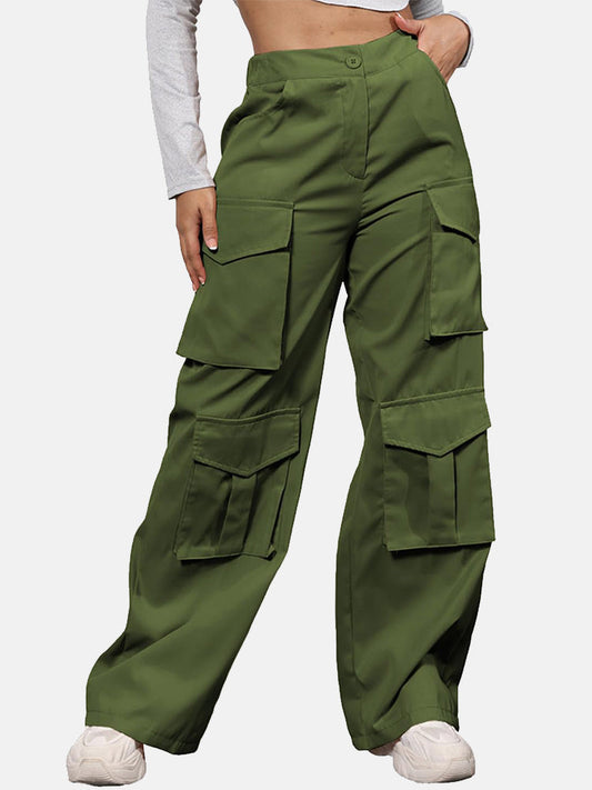 Elastic Waist Cargo Pants Arm Green / S