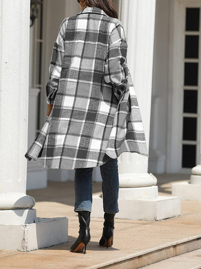 Flannel Pocket Plaid Cardigan Gray / XL