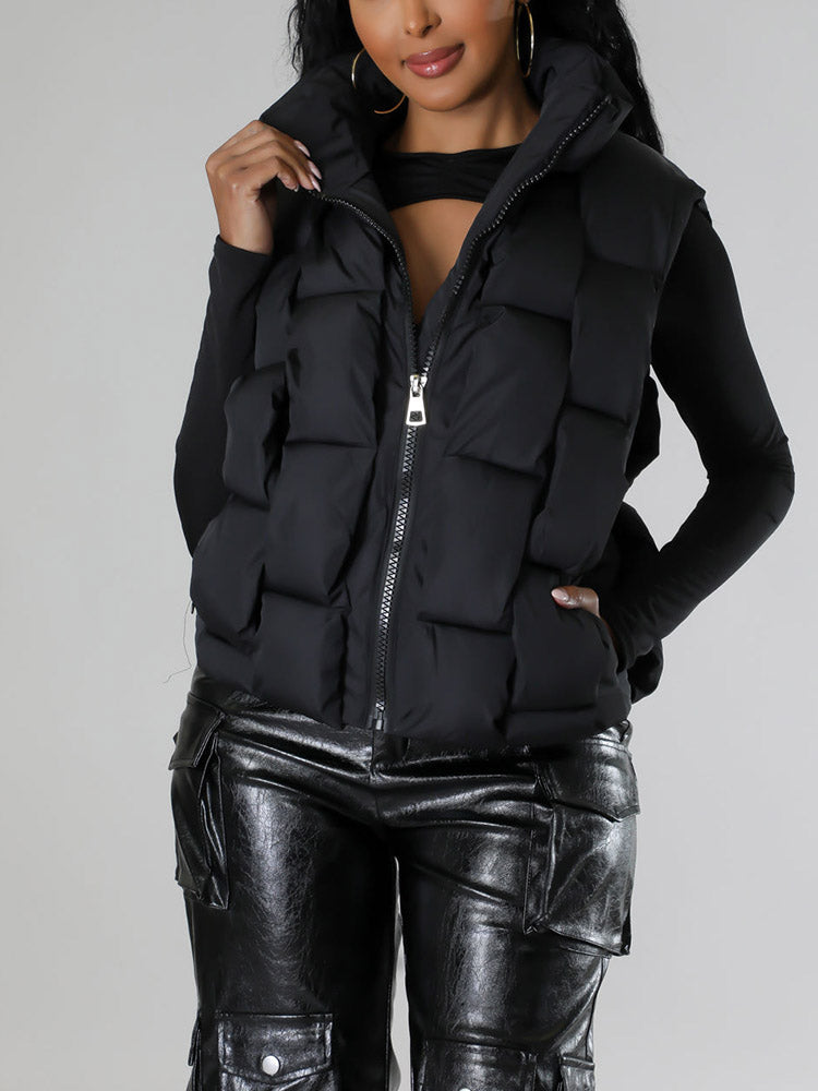 Braid Puffer Vest Taupe / M