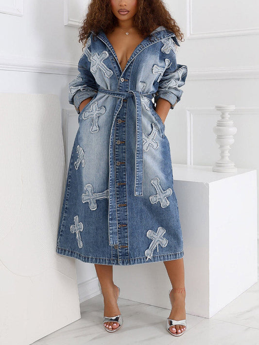 Cross Denim Trench Coat *Blue / S