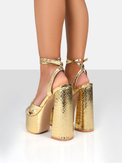Metallic Platform High Heels Gold / 9/9.5