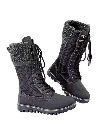 Zipper Design Lace Up Boots Khaki / 10.5/11