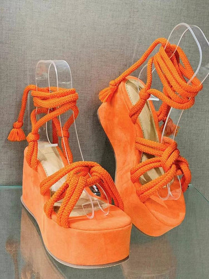 Lace Up Platform Sandals Black / 8.5