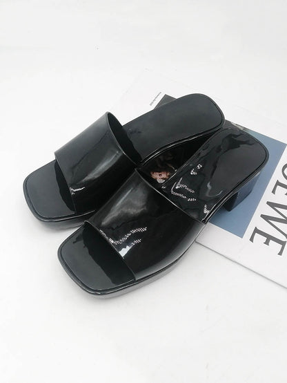 Jelly Chunky Heel Sandals Black / 6.5/7