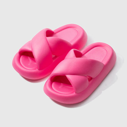 Chunky Platform Cross Slides Rose / EU:35-36:US Women's 4-5.5