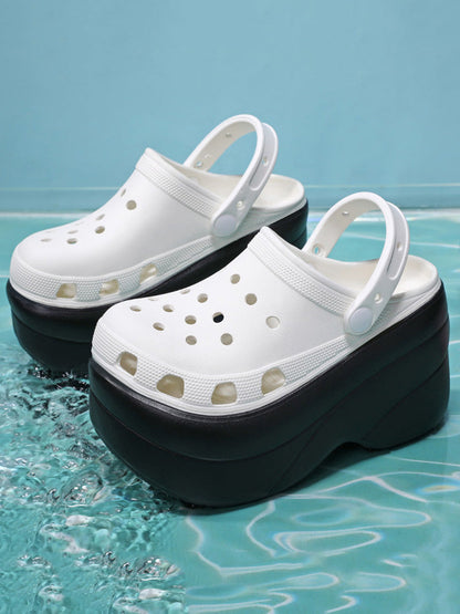 High Platform Solid Sandals Black White / 4/4.5