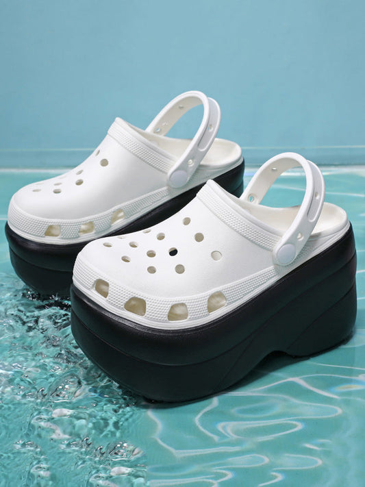 High Platform Solid Sandals Black White / 4/4.5