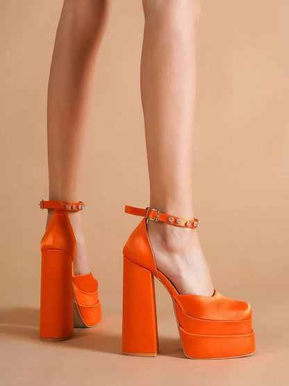 Rhinestone Decor Platform Heels Yellow / 6