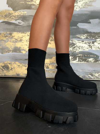Chunky Sole Socks Boots Coffee / 4/4.5