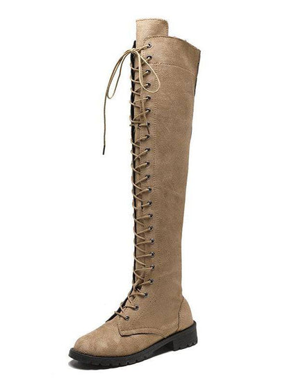 Lace Up Flat Suede Boots Khaki / 10.5/11
