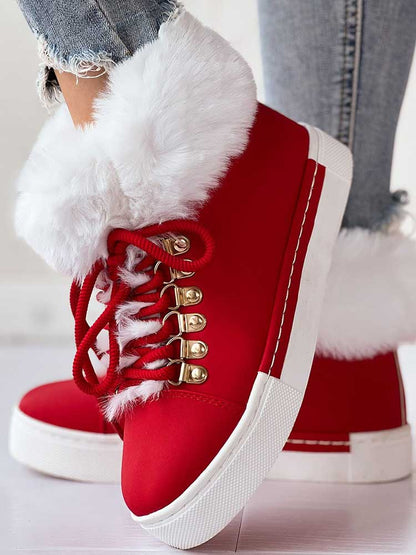 Warm Plush PU Leather Boots Black / 4/4.5
