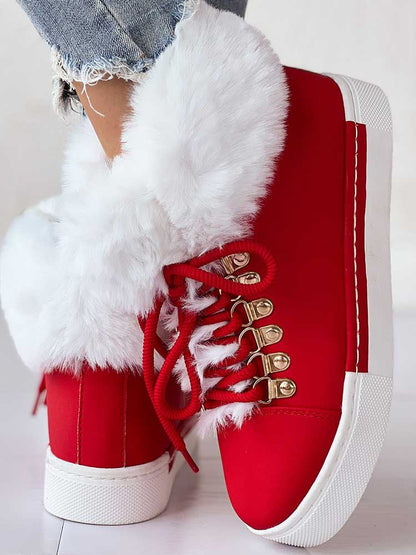 Warm Plush PU Leather Boots Black / 6.5/7