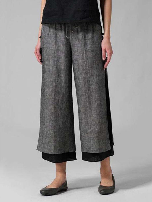 Women Casual Cotton Bottoms Pants Black / S