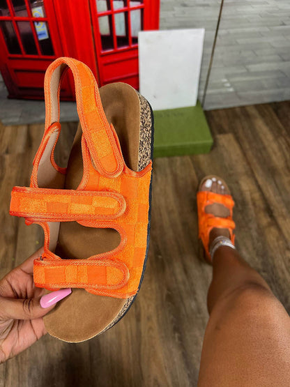 Velcro Flat Sandals Orange / 6.5/7