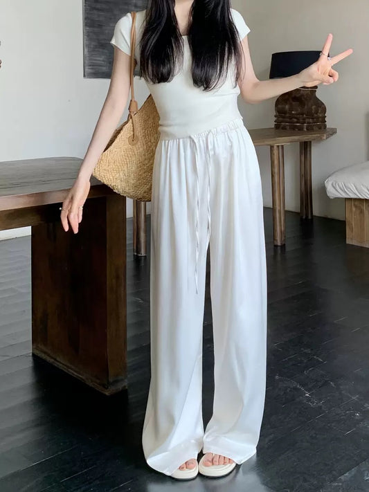Glossy Drapey Drawstring Pants