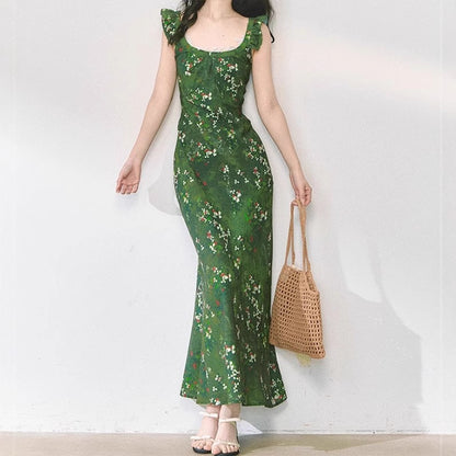 Printed Forest Slim Dresses