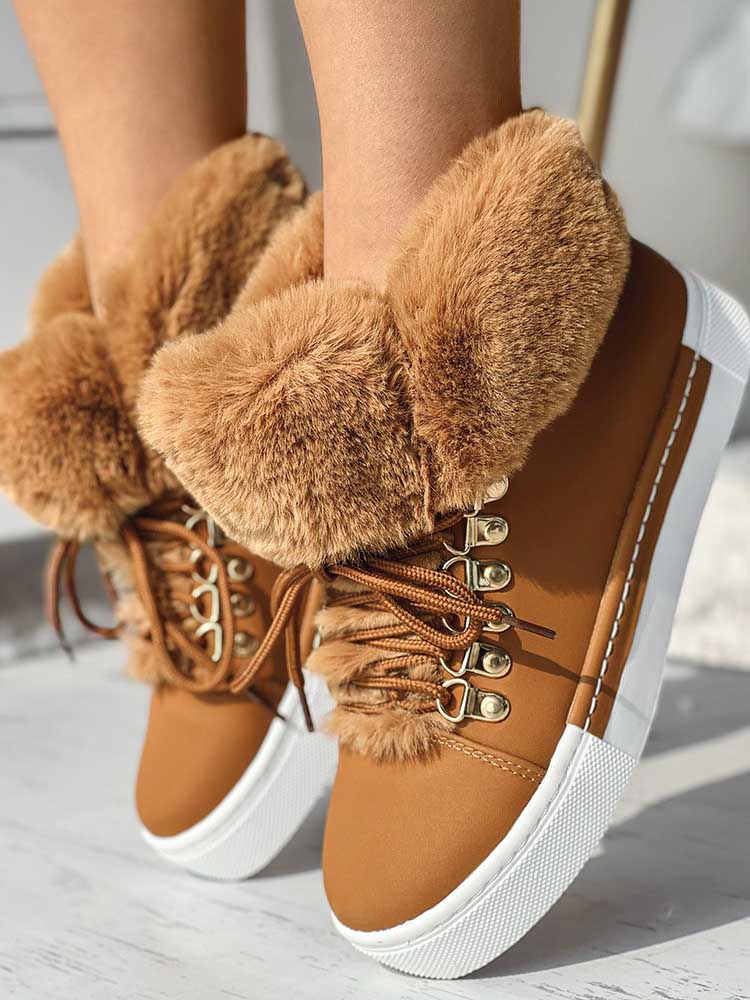 Warm Plush PU Leather Boots Green / 10