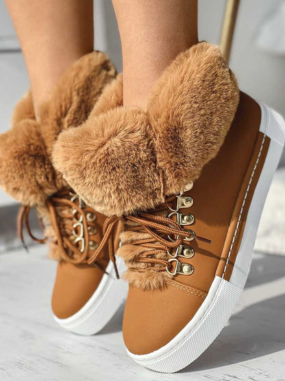 Warm Plush PU Leather Boots Green / 10