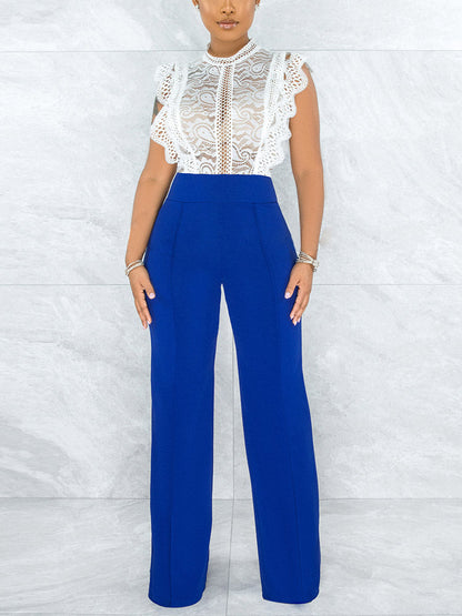 Solid High Waist Pants Yellow / L