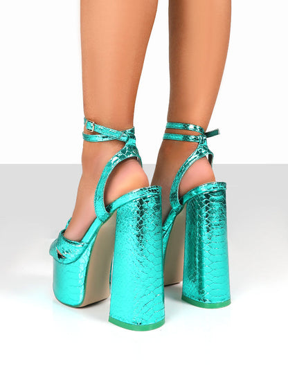 Metallic Platform High Heels Green / 10