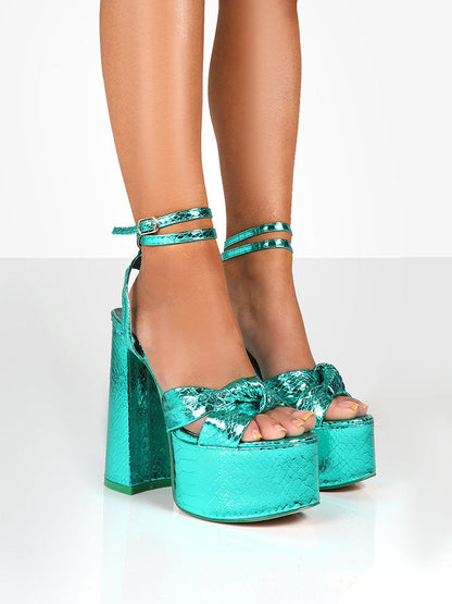 Metallic Platform High Heels Green / 7.5/8