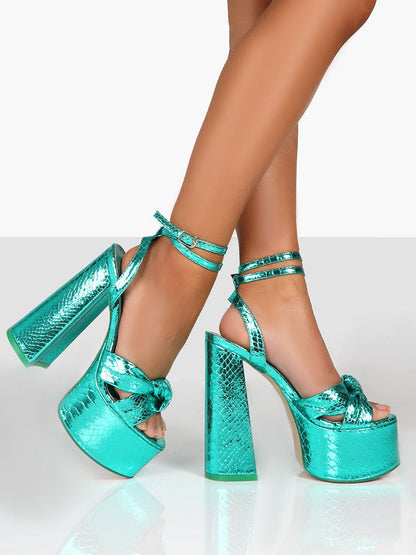 Metallic Platform High Heels Green / 9/9.5