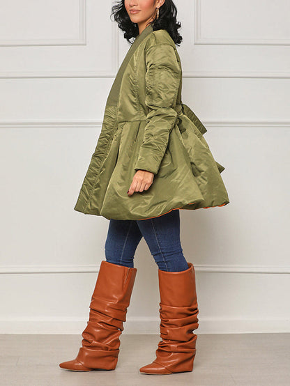 Peplum Puffer Coat Black / S