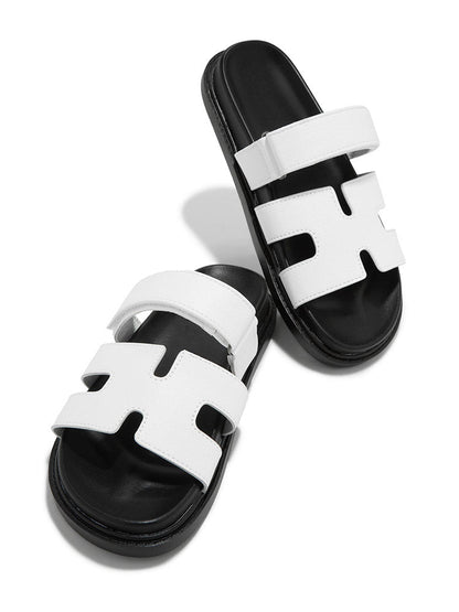 Velcro Strap Flat Sandals Brown / 7.5/8