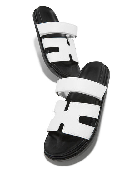 Velcro Strap Flat Sandals Brown / 8.5
