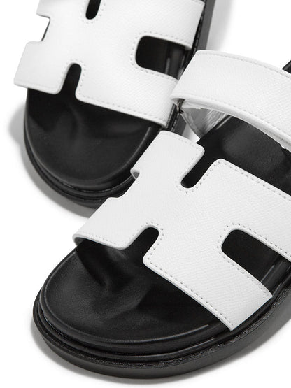 Velcro Strap Flat Sandals Brown / 9/9.5