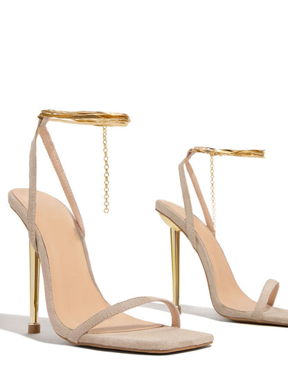 Square Toe Ankle Strap Sandals Gold / 10.5/11