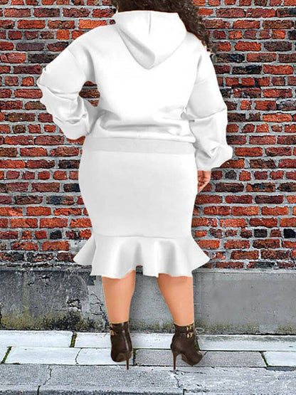 Hoodie Sweater Flounce Skirt Set Yellow / 5XL