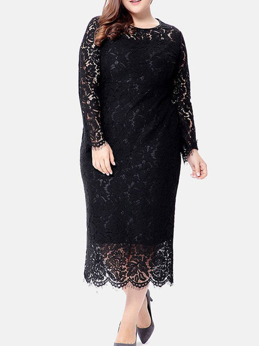 Elegant Lace Maxi Dress Black / XL