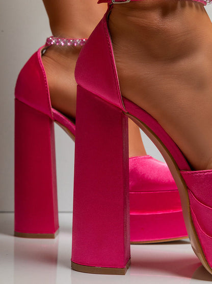 Rhinestone Decor Platform Heels Yellow / 10