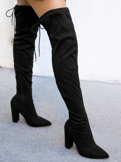 Suede Tie Back Boots Brown / 6.5/7