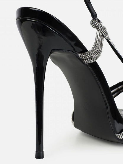 Rhinestone Knot Heels Black / 9/9.5