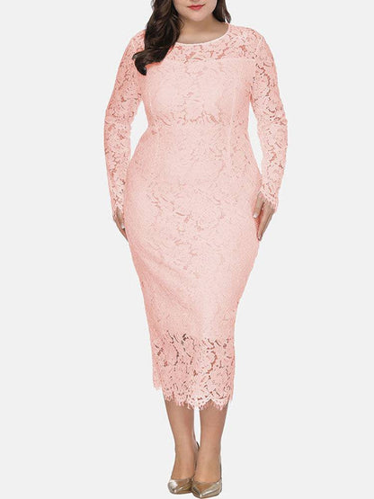 Elegant Lace Maxi Dress Black / 5XL